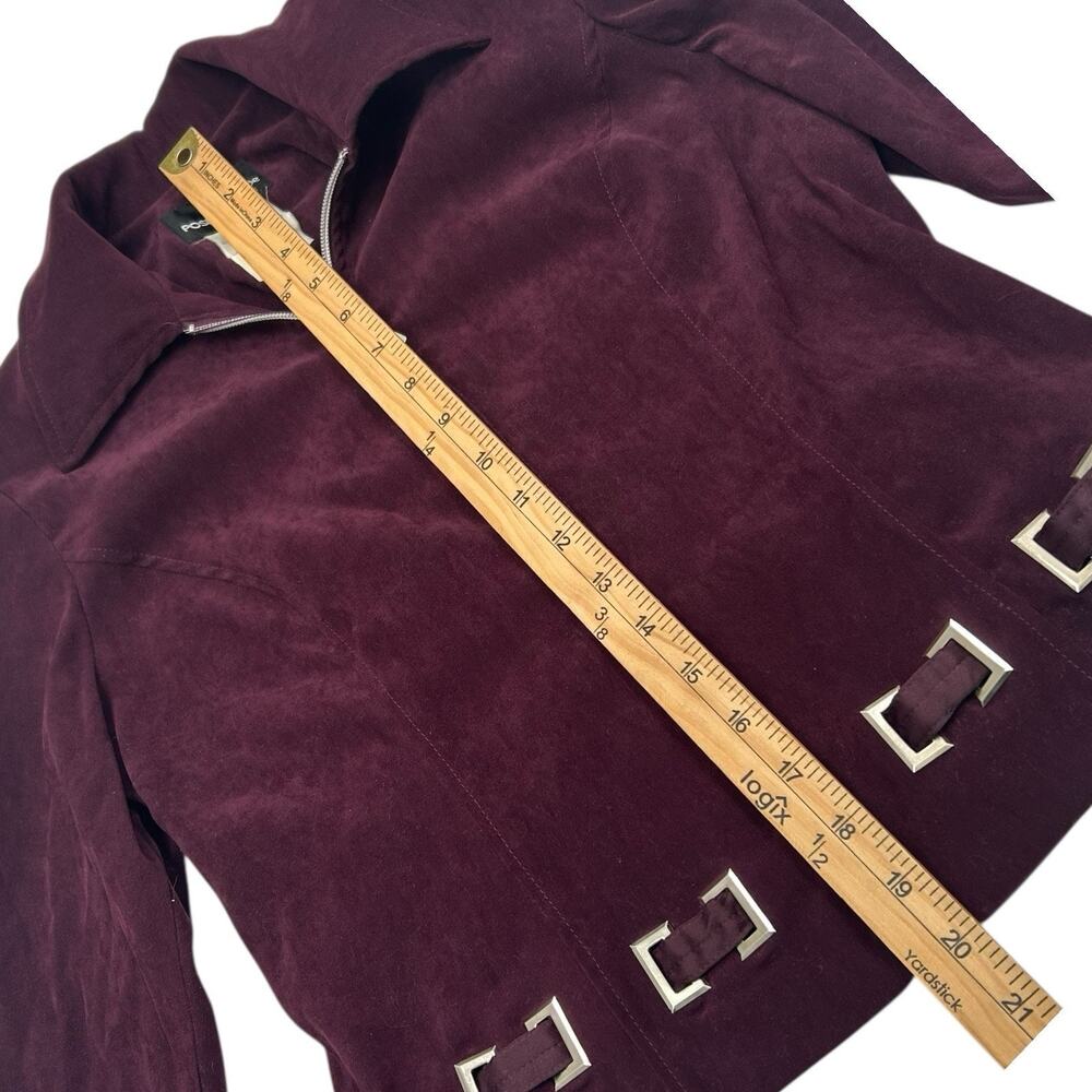 Positive Attitude Womens Sz 4 Petite Purple Maroon Velvet Long Sleeve Zip Jacket - Picture 7 of 9
